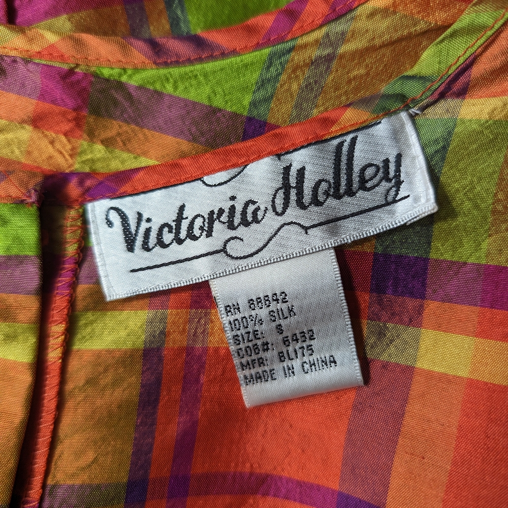 Pre-owned Plaid Sleeveless Blouse - Multicolor 100% Silk - Picture 6 of 6